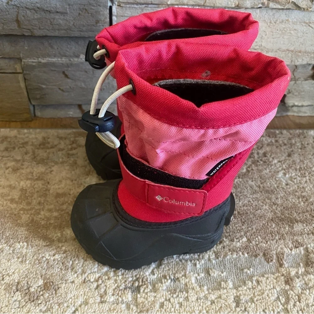 Columbia Powderbug Wool Lined Snow Boots Waterproof Tall Drawstring Pink: 4